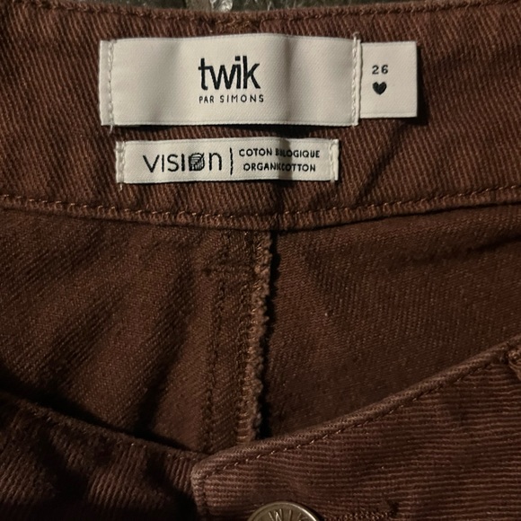 Twik by Simons Organic Cotton Wide‑Leg Brown Pants Y2K style Folk Fit Size 26 - Picture 5 of 9